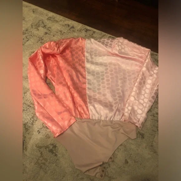 NWT Strut & Bolt Shiny Pink Polka Dot Body Suit - Picture 7 of 7